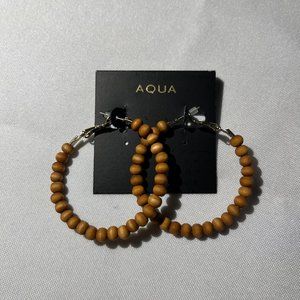 AQUA CARA WOOD BEADED HOOP EARRINGS,  PERFECT MOTHER'S DAY GIFT